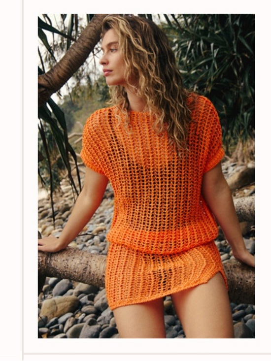 Free People Other - Free People Aria Tangelo Fauxchet Knit Top & Mini Skirt Set in Size Small